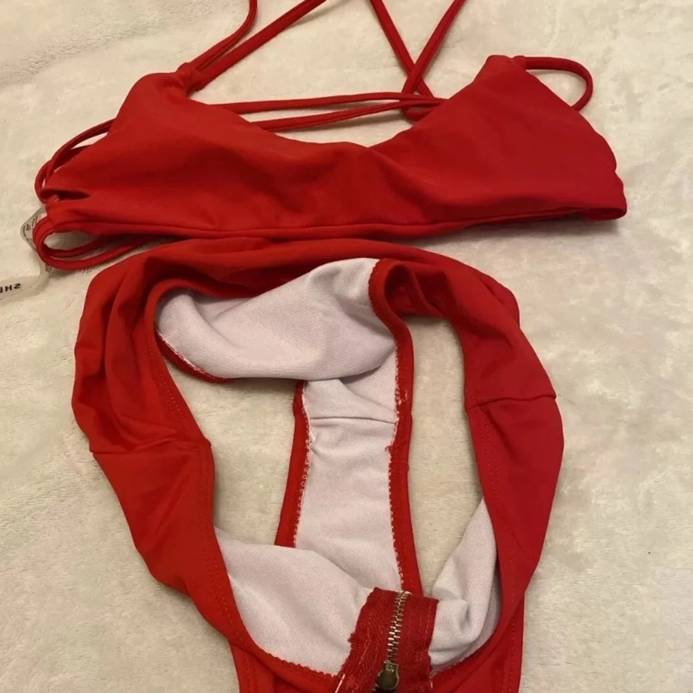 SHEIN Vibrant Red Bikini with Zipper